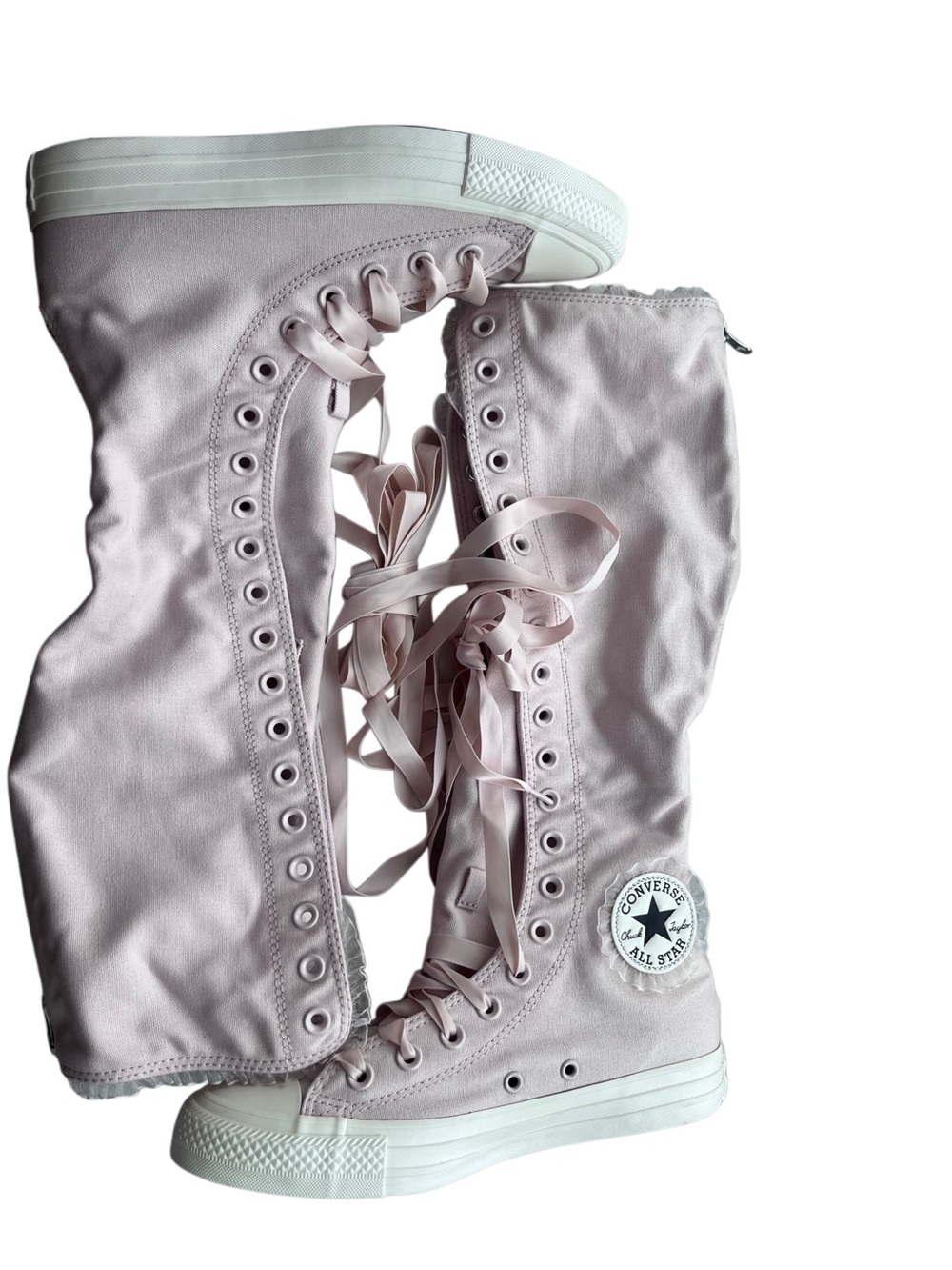 Converse Tall Lace-Up Knee-High Canvas Boots in Pale Pink - Picture 10 of 12